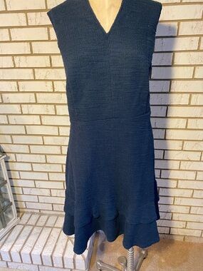 Sharagano Navy Sleeveless V-Neck Flared Mini Dress